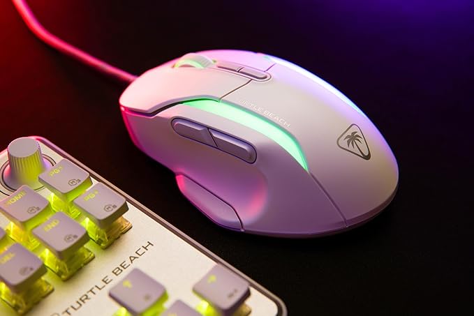 Turtle Beach Kone II – Wired Ergonomic RGB Gaming Mouse, 26K DPI Optical Sensor, 100M Click Life Optical Switches, 23 Customizable Inputs, 4D Scroll Wheel, Pure PTFE Glides - Arctic White