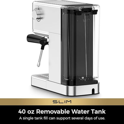 CHULUX Slim Espresso Machine with Milk Frother Steam Wand, 20 Bar Professional Italian Pump Espresso Coffee Machine for Home Cappuccino & Latte Maker, Silver