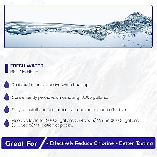 Crystal Quest SMART PLUS In-Line Water Filter System - Filters Up To 10,000 Gallons - Inline Water Filtration for Refrigerator, Ice Maker, Water Cooler, Coffee Maker - Easy Install, 6-Stage Filtration
