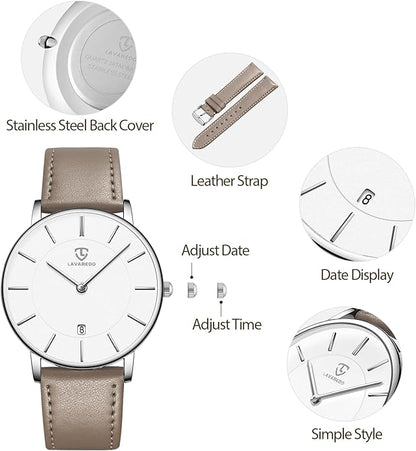 BEN NEVIS Watch, Mens Watch, Minimalist Fashion Simple Wrist Watch Analog Date with Leather Strap