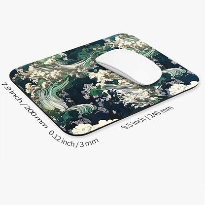 Square Mouse Pad Japanese Art,Personalized Premium-Textured Custom Mouse Mat Design,Washable Mousepad Lycra Cloth,Non-Slip Rubber Base Computer Mouse Pads for Wireless Mouse