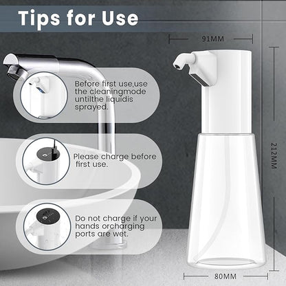 Automatic Liquid Soap Dispenser Touchless,Hand & Dish Electric Dispenser 4-Level Adjustable,450ML Waterproof Rechargeable Kitchen Auto Soap Pump,The Bottle is Replaceable (White)