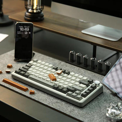 YUNZII B75 PRO Wireless Mechanical Keyboard,75% Layout with Knob,Hot Swap Gasket Custom Structure,Creamy Pre-lubed Switches,RGB Backlit,Bluetooth/Type-C/2.4G for Win/Mac(Cocoa Cream V2 Switch,Grey)