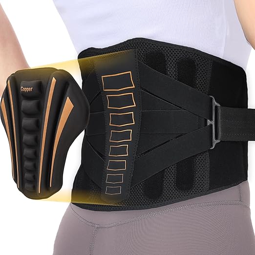 Copper Back Brace - Relief from Lower Back Pain, Unique SVA System for Proper Posture, Enhanced Ergonomic Pad with 10X Compression Support, Breathable and Comfortable Fit for Men and Women