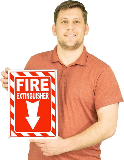 Brimar - 10" x 14" - Fire Extinguisher Sign - Polyethylene Plastic - Safety Promotion - High Visibility