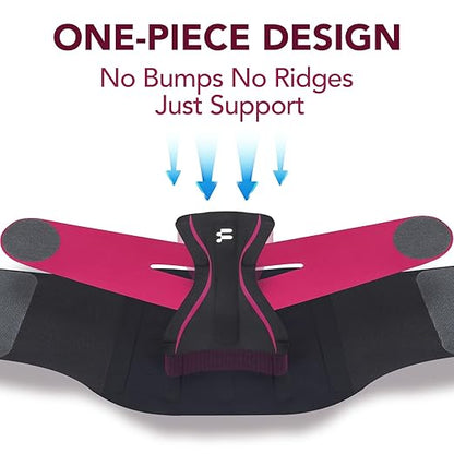 0.5mm Ultra Thin Back Brace for Women Men, Seamless Yoga Fabric for All Day Comfort, Wear under Clothes, Enhanced Lumbar Pad for Lower Back Pain Relief, Sciatica, Posture, Lifting, Rose, Size S