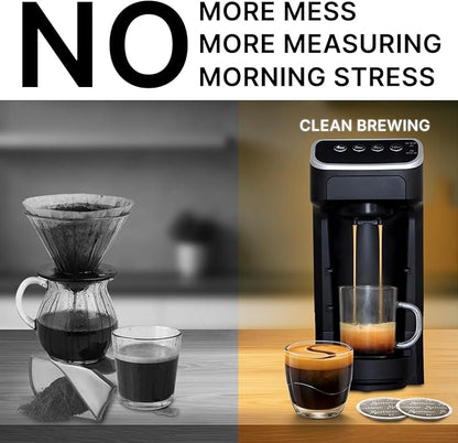 PeleCafe Coffee Machine – Compatible with Peet's Coffee Pods – Fast Brewing Single-Serve Coffee Maker with Rich Flavor Extraction, Crema Layer, Space-Saving Sleek Design, Barista-Quality Taste