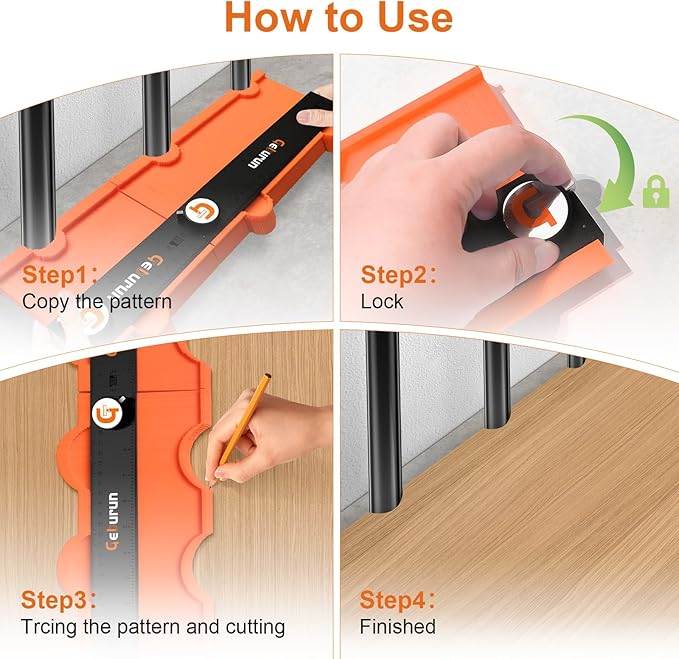 Contour Gauge 10+10 Inch Unlimited Connection Profile Tool with Lock, Christmas Gifts for Men Dad Husband Him Stocking Stuffers for Men Super Contour Duplicator Woodworking Tools for Outline Measuring
