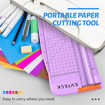 Evteck Paper Cutter 12 Inch Paper Trimmer Slider Crafting Scrapbooking Supplies for A4 Vinyl Photo Cardstock with Security Blade and Foldable Ruler
