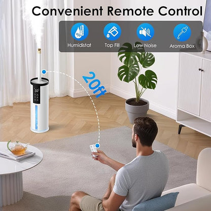 Humidifiers for Large Room - GloryAir 2.11Gal (8L) Quiet Top Fill Cool Mist Humidifier Whole Home 550 ft² 120H Runtime with Humidistat, Auto Mode Diffuser 7-Color Light for Bedroom House Plants Baby