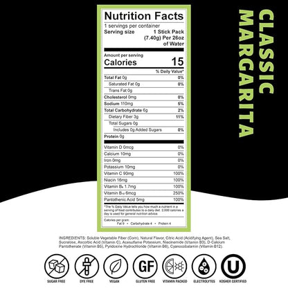 Devotion Nutrition HydroFLEX Water Flavoring Packets – Sugar-Free Hydration with Vitamins & Electrolytes – Dye-Free, Gluten-Free (Classic Margarita) 12-Pack Drink Mix