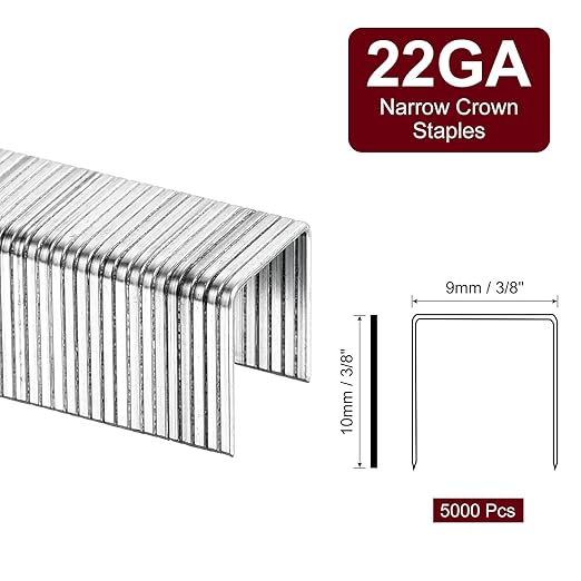 uxcell 22 Gauge Narrow Crown Staples 3/8" x3/8", 5000Pcs Galvanized Steel for Pneumatic, Electric Stapler, White
