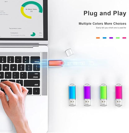 K&ZZ 16GB Flash Drive 10 Pack 16 GB USB Flash Drives Thumb Drive USB Stick 16G Memory Stick USB 2.0 Pen Drive, Multicolored