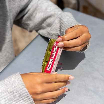 TCHO Perfect Matcha Chocolate Bar 10 Pack - Organic Oat Milk Chocolate with Matcha Shell and Strawberry Filling - Plant-Based Non-GMO Matcha Snacks