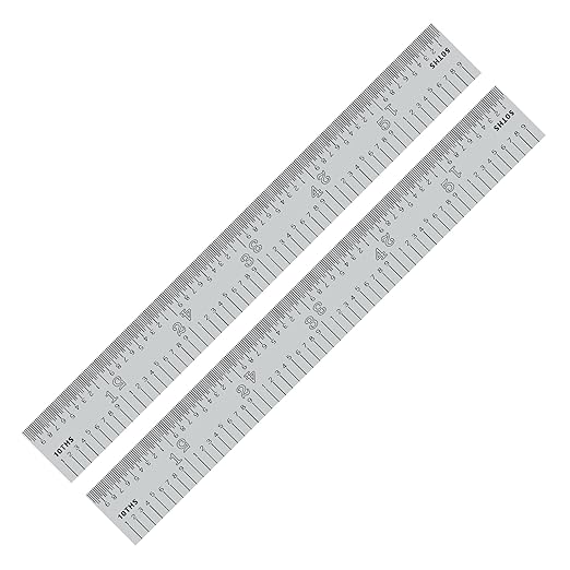 PEC Tools 6"/150mm Rigid Metal Ruler, Satin Chrome Finish Machinist Ruler (2Pack), Decimal/Metric Graduation (1/10", 1/50", 1mm, 0.5mm) Suitable for CNC Operators and Engineers, Made in USA
