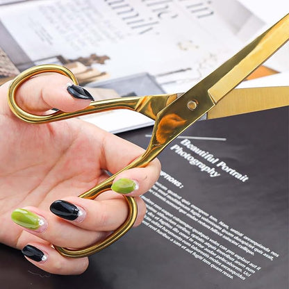 NatSumeBasics 7" Small Gold Scissors Craft Tailor Fabric Brass Scissors All Purpose Stainless Steel Professional Dressmaker Shears for Desk School Office Home (NEW)