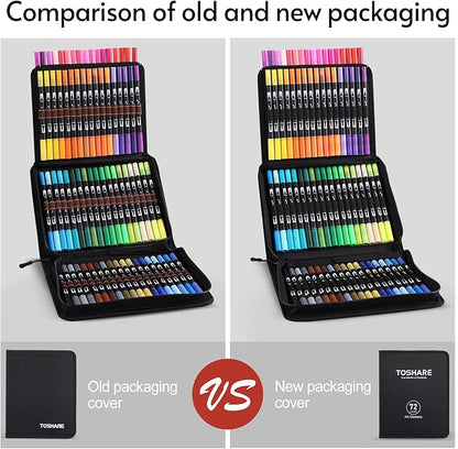 Art Markers Pens Dual Tip Markers Set with Fine & Brush Nib for Adult Coloring Book Christmas Gifts for Teens Calligraphy & Drawing Art Supplies Kit for Kids and Adults (72 Colors)