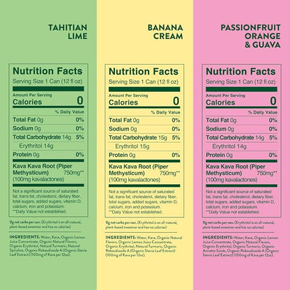 Melo Sparkling Kava Drink, Variety Pack, Sugar Free Non Alcoholic Drinks with Zero Calories, Gluten Free, Vegan, 100% Natural Mocktail with 750mg Kava Root per Drink, 12 Pack, 12 oz Cans