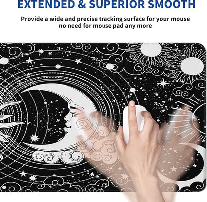 Magic Astrology Extended Big Mouse Pad Large, Gaming Mouse Pad Desk Pad,31.5x11.8 Inch Long Computer Keyboard Mouse Mat Black Mousepad with 3mm Non-Slip Base and Stitched Edge for Gaming and Office