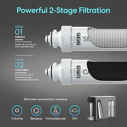 Brio Sparkling 600 Countertop Water Cooler 2 Stage Filter System & UV Water Sterilizer | Reduces PFAS & Microplastics | Instant Hot, Cold, Room Temperature and Sparkling Water Tank + Direct Water Line