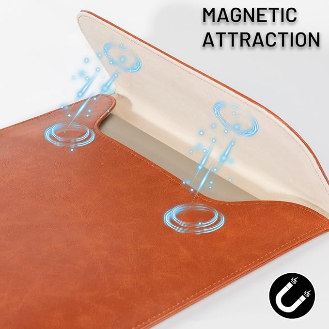 Allinside 15-16 inch Laptop Sleeve Case Compatible with MacBook Air 15 2023-2025/MacBook Pro 16 2021-2024, Waterproof PU Leather Laptop Sleeve Bag Protective Vertical Case Cover, Brown