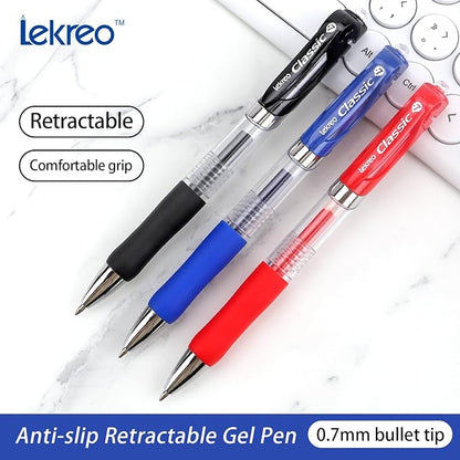 Classic Retractable Gel Roller Pens, 0.7mm Fine Point (Black Ink- 12 Packs)