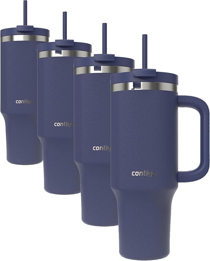 Contigo Tumbler, 40oz Stainless Steel | Vacuum Insulated | Leak-Proof | Cold for 29 Hours | Indigo, Pack of 4
