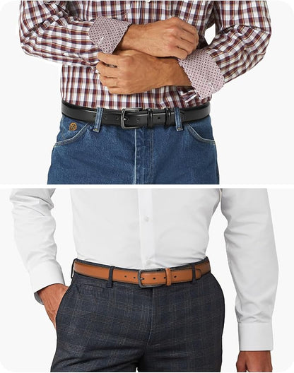CHAOREN Leather Dress Belt Men 2 Pack - 1 3/8" Mens Belts for Work Business Casual Jeans