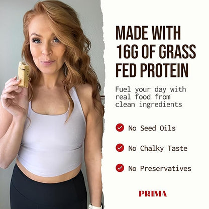 Prima Ancestral Protein Bar – Clean Grass Fed Protein Bar with Whey, Collagen, Honey, and Coconut – 16g Protein, No Preservatives or Seed Oils – Cookie Dough - 7 Pack