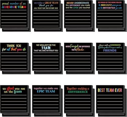 Yinder 24 Pcs Inspirational Sticky Notes Christmas Stocking Stuffers Motivational Sticky Notes Pad Employee Appreciation Gift Bulk for Teacher Nurse Coworker Office 3 x 3'' (Team,Black)