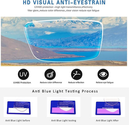 Henotin 5-Pack Reading Glasses Blue Light Blocking Anti Eyestrain Computer Reading Glasses for Women and Men Readers (Mix Color-C1, 4.00, Diopters)