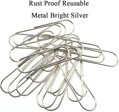 HAHIYO Paper Clips Sturdy 4 inches Length 14 Pack Paperclips Heavy Duty Tight Grip Rust Proof Reusable Metal Bright Silver for Home Office School