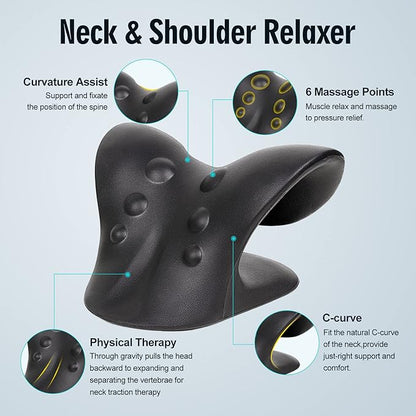 ComfortLife Neck Stretcher for Pain Relief, Neck and Shoulder Relaxer Cervical Traction Device Pillow for Muscle Relax and TMJ Pain Relief(Black)