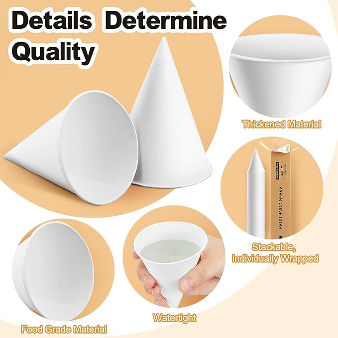 Roshtia 2200 Pcs 4 oz Snow Cone Cups Paper Thicken Disposable with 1 Cups Dispenser Pull Type Wall Mount Cup Holder Paper for Restaurants, Home, and Office, and Shaved Ice, Cold (White)