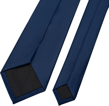 KOOELLE Men's Ties Solid Pure Color Plain Neckties Formal Black Ties For Men