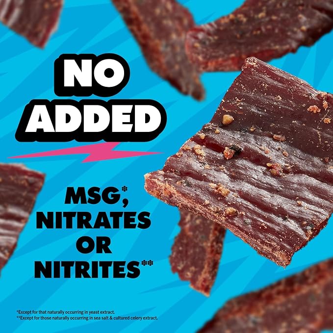 Jack Link’s x MrBeast Peppered Beef Jerky – 11g Protein per Serving, Made with 100% Real Beef, Pantry-Ready, Kids Snacks, Great Stocking Stuffers and Gifts, 10 Count of 1.25oz Bags