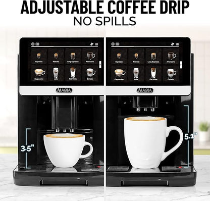Zulay Magia Fully Automatic Espresso Machine With Grinder - 19 Customizable Coffee Options - Auto-Cleaning For Easy Maintenance - Milk-Foam System For Latte, Cappuccino, Macchiato - New Silver
