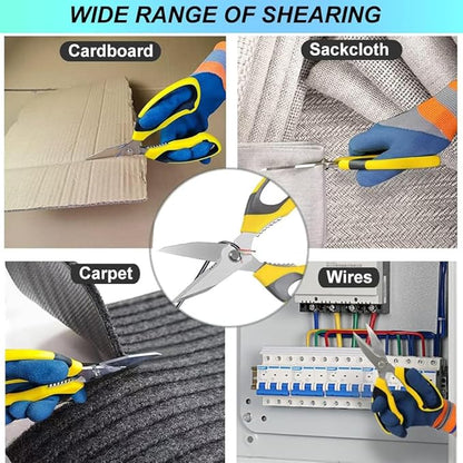 Ultra Sharp Stainless Steel Shears, Heavy Duty Scissors with Protective Cover, All Purpose Carpet Shears, Easy Cutting Cardboard, Leather, Fabric, Wires