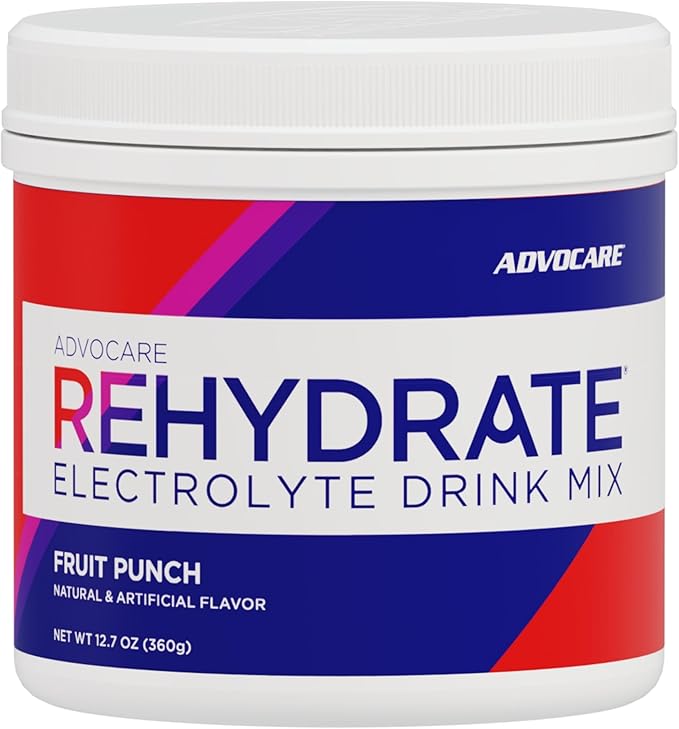 AdvoCare Rehydrate - Electrolyte Drink Mix - Includes Magnesium, Sodium, Potassium & Calcium - Antioxidant & Amino Acid Fortified - Supports Hydration & Recovery - Fruit Punch, 12.7 oz