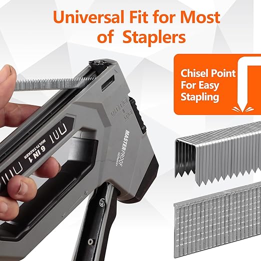 Heavy Duty T50 Staples 5400-Count 5 Sizes Includes: 5/16",3/8",1/2",9/16" Staples+5/8" Brad Nails, 20 Gauge Galvanized Assorted Size Project Pack