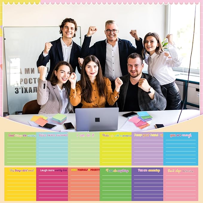 Yinder 12 Pcs Employee Appreciation Sticky Notes Xmas Gift Bulk Motivation Note Pads Mini Inspirational Note Gift for Teacher Nurse Staff Coworker Office Supply 3 x 3'' (Inspirational,Dark Color)
