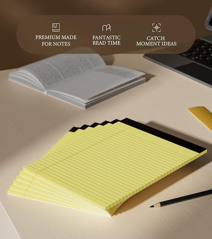 Legal Pads 8.5 x 11 Yellow Note Pads Wide Ruled, 12 Pack Yellow Notepad, 30 Sheets per Writing Pads, Micro Perforated Legal Pad 8 1/2 x 11 In, Well-Made Lined Note Pad Legal Note Pads for Notes