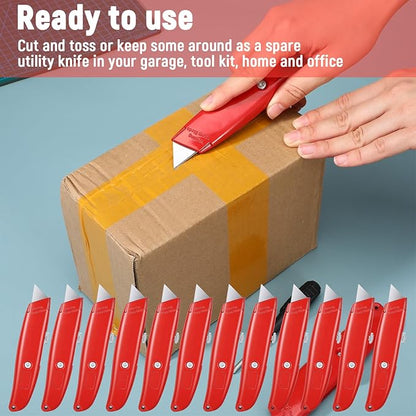 20 Pcs Retractable Utility Knife Box Cutter Aluminum Alloy Carpet Knife Heavy Duty Utility Knives Sharp Razor Blade for Cardboard Box Cartons Opener DIY Home Office (Red)