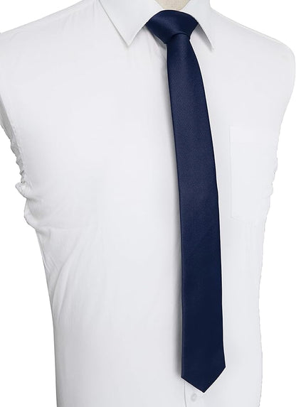 JEMYGINS 2.4" Solid Color Skinny Tie Slim Necktie for Men
