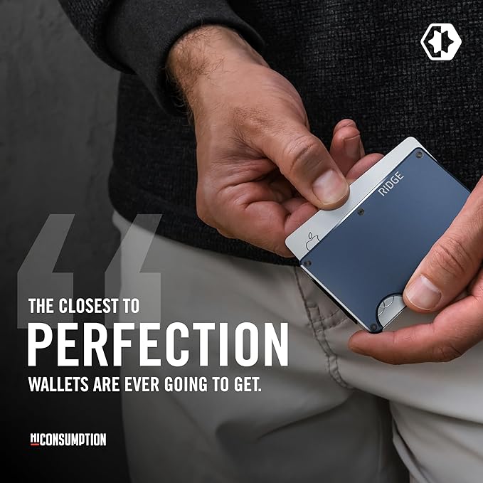The Ridge Wallet for Men - Slim Minimalist Compact Wallet and Card Holder, RFID Protected Front Pocket Wallets with Integrated Money Clip (Alpine Navy)