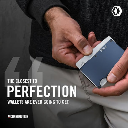 The Ridge Wallet for Men - Slim Minimalist Compact Wallet and Card Holder, RFID Protected Front Pocket Wallets with Integrated Money Clip (Alpine Navy)