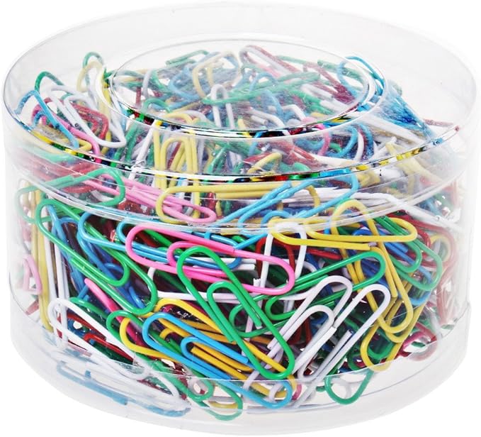 500 PCS Colored Paper Clips, Medium 33 mm/1.3Inch Assorted Paperclips Vinyl Coated Clips for Office School Personal (1.3Inch)