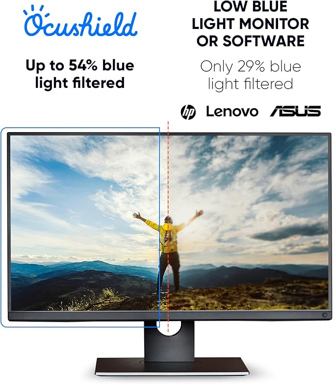Ocushield 26” (16:10) Anti-Blue Light Screen Protector with Privacy Filter for Laptops and Computer Monitors - Anti-Glare - Easy Install - Anti-Fingerprint - Reduce Eye Fatigue (552 x 346 mm)
