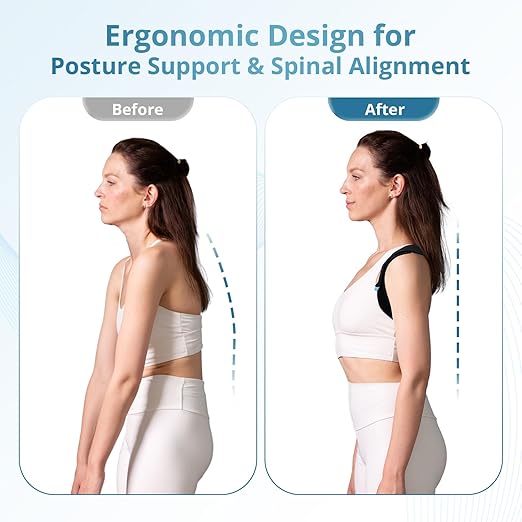 Adjustable Posture Corrector for Men & Women – Upper & Mid Back Brace for Posture Alignment – Relieves Neck, Shoulder & Clavicle Pain – Lightweight, Breathable & Invisible Under Clothing（Chest Size 30”-43”）