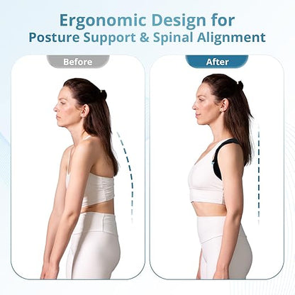 Adjustable Posture Corrector for Men & Women – Upper & Mid Back Brace for Posture Alignment – Relieves Neck, Shoulder & Clavicle Pain – Lightweight, Breathable & Invisible Under Clothing（Chest Size 30”-43”）